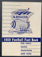 1959 Toronto Argonauts Football Radio/Television Fact Book CFL Vintage