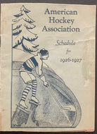 1926 / 1927 American Hockey Association Schedule Book AHA NHL HOF Vintage