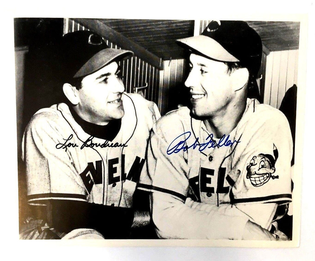 Lou Boudreau & Bob Feller Cleveland Indians Baseball Autographed Photo Signed