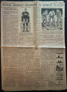 1937 Ottawa Newspaper Covering Howie Morenz Death NHL Hockey HOFer Canadiens