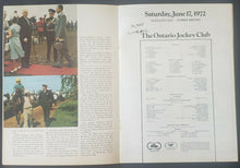 Load image into Gallery viewer, 1972 Woodbine Racetrack Queens Plate 113th Running Program &amp; Press Pass Ticket
