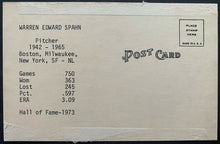 Load image into Gallery viewer, 1973 TCMA Warren Spahn HOFer Signed Autographed Vintage Baseball Postcard
