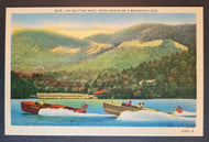 1930s Speed Boat Race Mountains Unposted Postcard Vintage