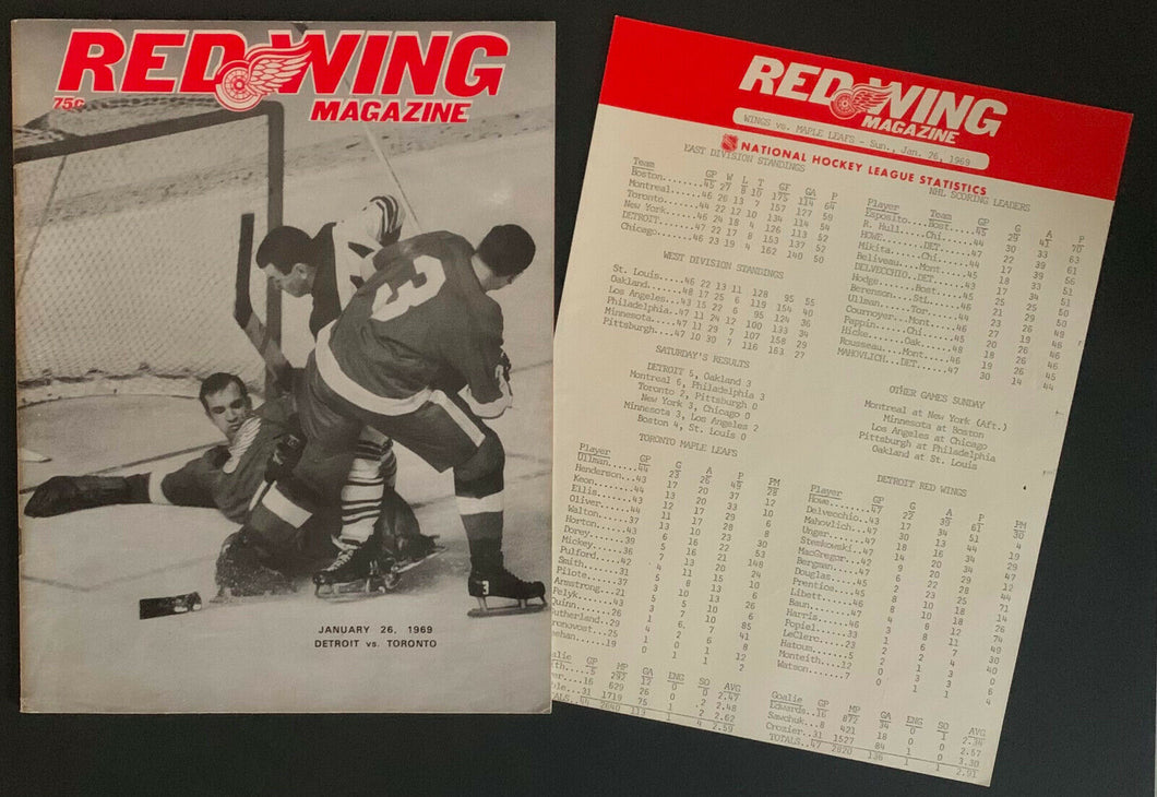1969 Detroit Olympia Hockey Program Toronto Maple Leafs vs Red Wings Gordie Howe
