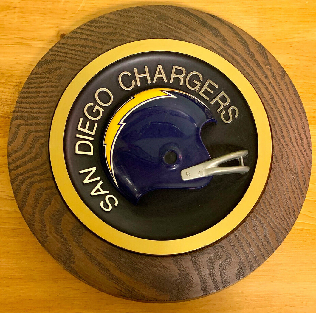 Vintage 1970s NFL San Diego Chargers Round Wall Hanging Helmet Plaque Rare