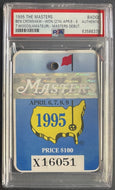 1995 The Masters PGA Golf Tournament Badge Ticket Tiger Woods Debut PSA