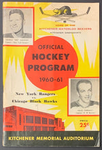 Load image into Gallery viewer, 1960 NHL Preseason Program Kitchener Memorial Auditorium Rangers vs Blackhawks
