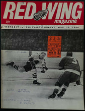 Load image into Gallery viewer, 1964 Detroit Olympia NHL Hockey Program + Ticket Red Wings vs Chicago Blackhawks
