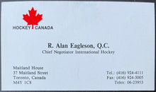 Load image into Gallery viewer, Alan Eagleson Chief Negotiator Hockey Canada Business Card Autographed Signed
