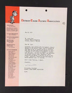 Detroit Tiger Alumni Letter Signed By President Cicotte To Lou Cauz Sportswriter