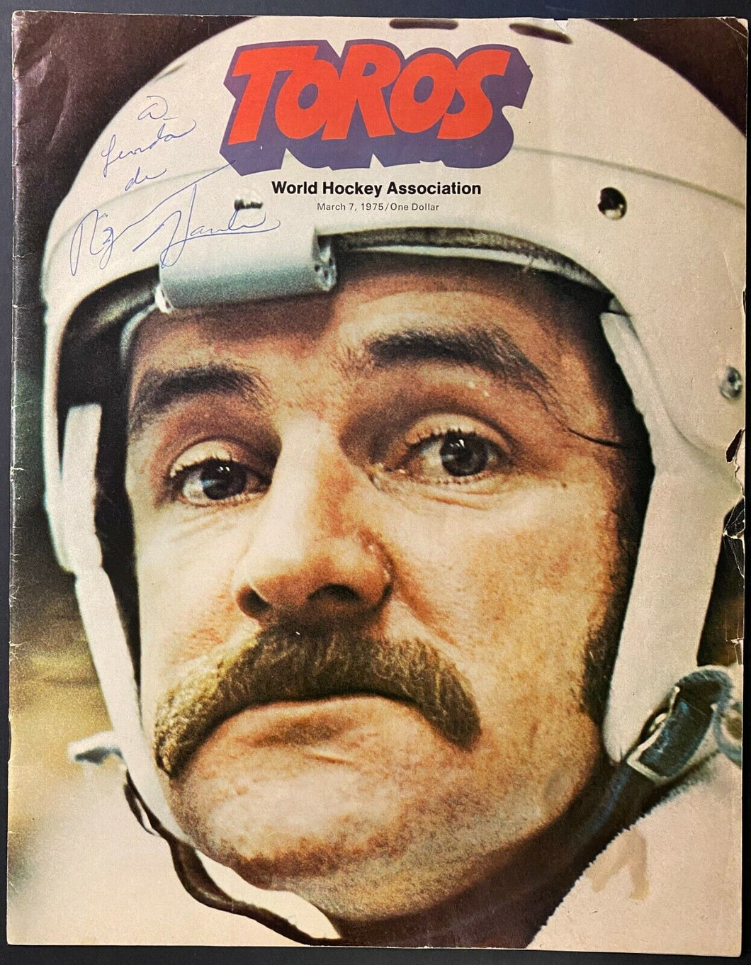 1975 Autographed WHA Program Toronto Toros Quebec Nordiques Signed Rejean Houle