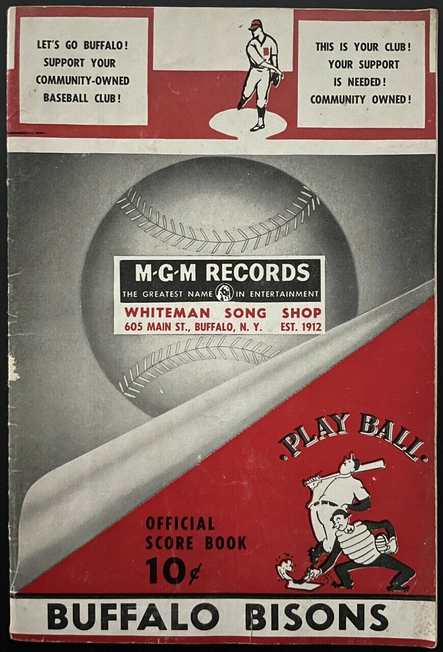 1956 Buffalo Bisons Triple A Baseball Program vs Royals Sparky Anderson Rookie