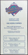 1992 World Series VIP Hospitality Pass Toronto Blue Jays Home Games CN Tower