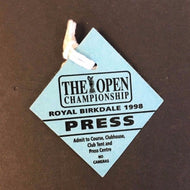 1998 British Open Golf Championship Press Pass ROYAL BIRKDALE  Course CLUBHOUSE