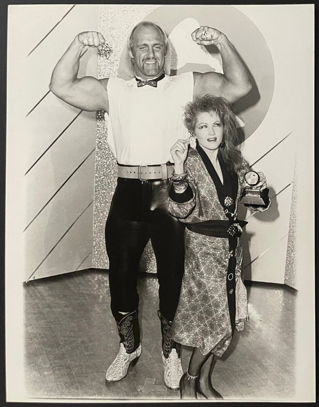 1985 Cyndi Lauper + Hulk Hogan Wrestling Star Photo Red Carpet Grammy Awards