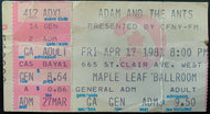 1981 Adam + The Ants Vintage Maple Leaf Gardens Concert Ticket Stub Toronto