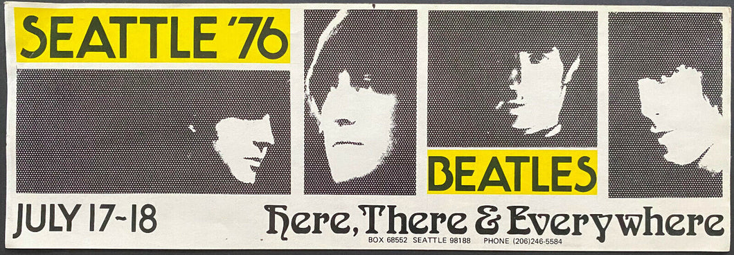1976 Beatles Convention Promo Vintage Unused Fab 4 Decal Car Bumper Sticker