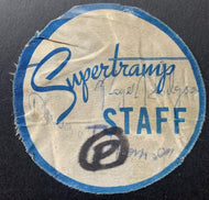 1970s Autographed Supertramp Staff Pass Signed Roger Hodgson + Dougie Thomson