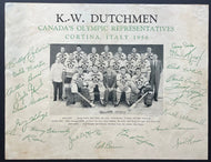 KW Dutchmen Canada's 1956 Olympic Hockey Team Photo Poster Facsimile Signed
