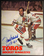 1975 Autographed WHA Program Toronto Toros Houston Aeros Signed Frank Mahovlick