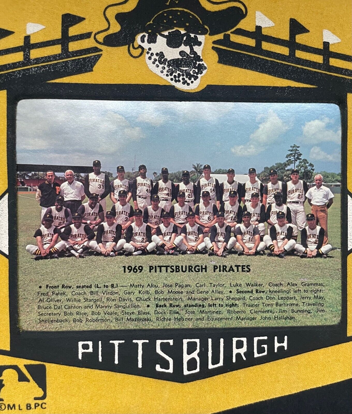 1969 Pittsburgh Pirates Team Photo Full Size Pennant Baseball