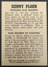 Load image into Gallery viewer, 1959 General Mills Wheaties CFL Football Kenny Ploen Winnipeg Blue Bombers Card
