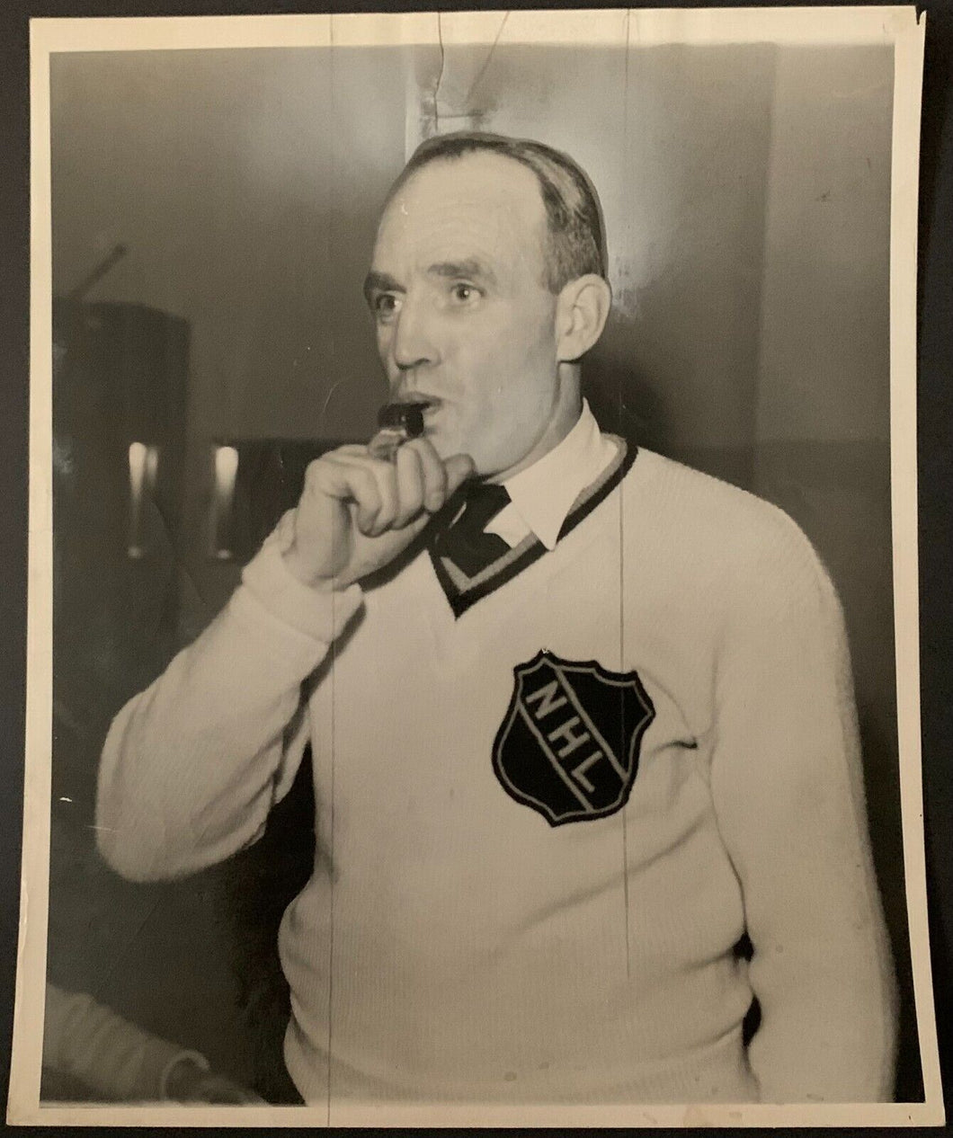 1945 Type 1 King Clancy NHL Referee B&W Photo Hockey Toronto Maple Leafs Vintage