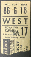 1962 Maple Leaf Gardens Hockey Ticket Stub Toronto Maple Leafs Detroit Red Wings