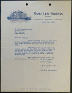 1957 Toronto Maple Leafs NHL Hockey Letter MLG Letterhead Reference Past Players