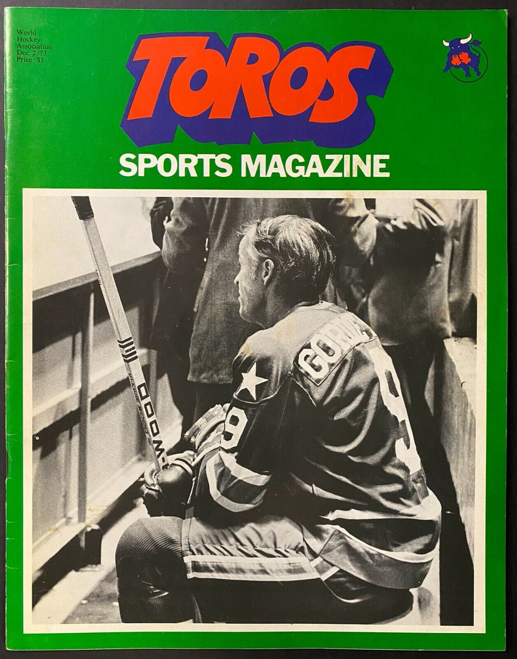 1973 WHA Hockey Game Program Toronto Toros Houston Aeros Varsity Arena Howe
