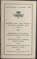 1932 Los Angeles Summer Olympics Press Guide + Fold Out Map Historical Vintage