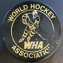 Load image into Gallery viewer, San Diego Mariners WHA Hockey Vintage Game Used Puck Gold Reverse
