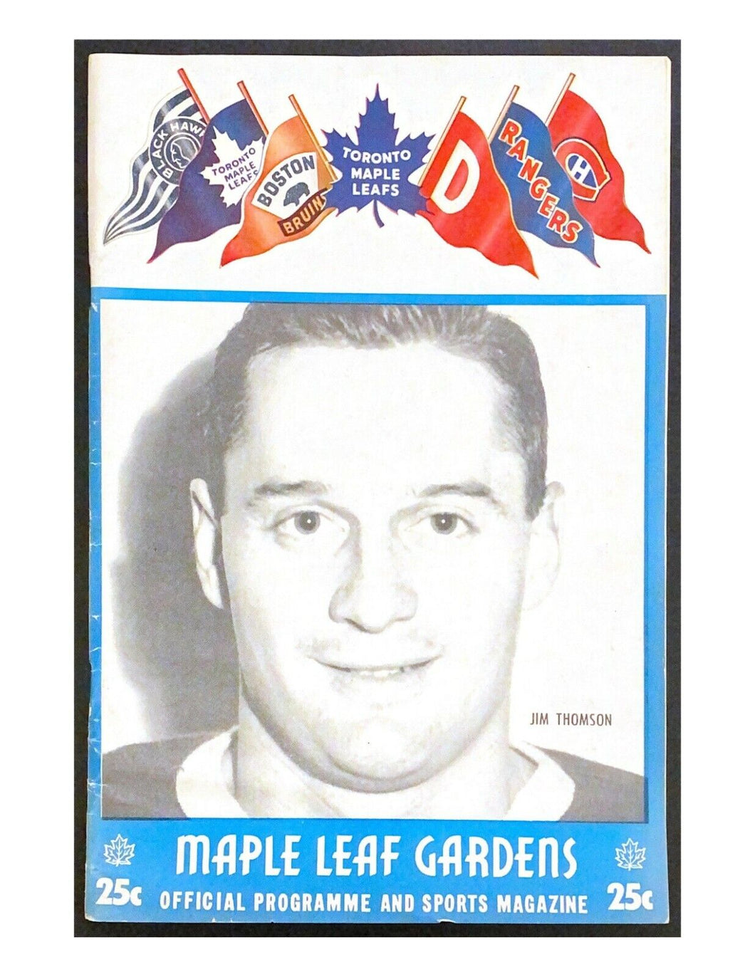 1955 NHL Hockey Program Toronto Maple Leafs v Montreal Canadiens Jim Thomson
