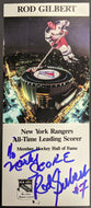 Rod Gilbert Autographed Card NHL New York Rangers Alumni Association Signed