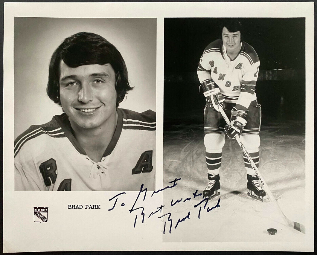 1970's Brad Park Signed Autographed New York Rangers Team Issued Photo HOFer