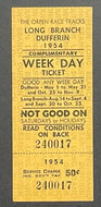 1954 Vintage Ontario Horse Racing GA Ticket Long Branch + Dufferin Park Races