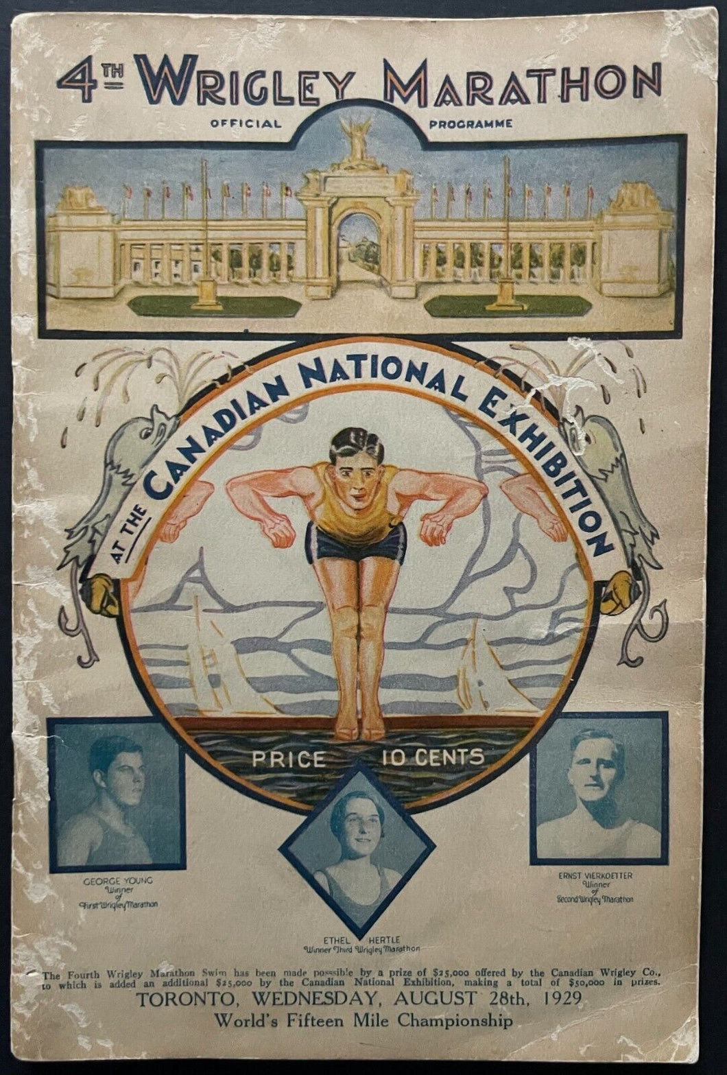 1929 4th Wrigley Swimming Marathon Toronto CNE Grounds Program World Champion