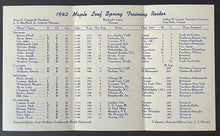 Load image into Gallery viewer, 1942 Toronto Maple Leafs International League Baseball Spring Training Schedule
