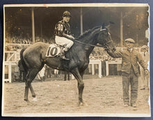 Load image into Gallery viewer, Vintage Canadian Jockey Frank Mann Aboard Winning Horse Alexandra Gallery Photo
