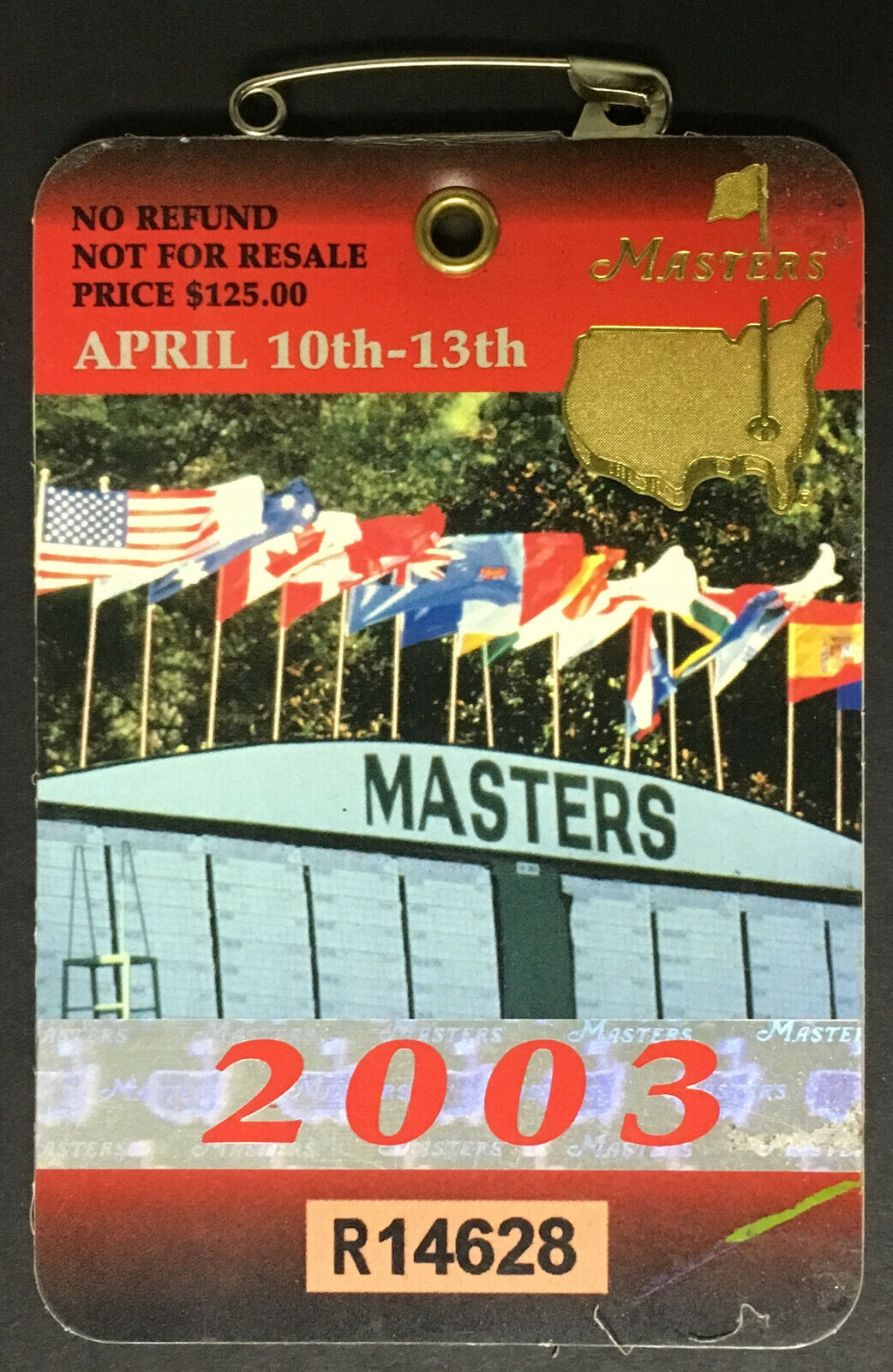 2003 67th Masters Tournament Badge Pass Augusta National Mike Weir Won Vintage