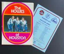 Load image into Gallery viewer, Rare The Howes Of Houston WHA Hockey Game Issued Poster / Lineup Card v Winnipeg
