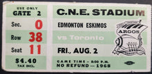 Load image into Gallery viewer, 1968 C.N.E. Stadium Edmonton Eskimos vs Toronto Argonauts CFL Football Ticket
