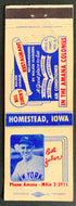 Vintage Restaurant Matchbook Bill Zuber MLB Player Homestead Iowa