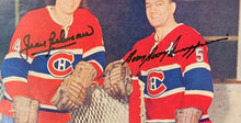 Load image into Gallery viewer, Jean Beliveau + Bernie Geoffrion Autographed 1961 Sport Revue Canadiens JSA COA
