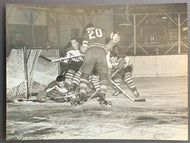1941-42 Brooklyn Americans Hockey Action Press Photo Vtg NHL Chuck Rayner
