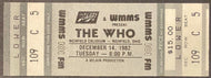 1982 Vintage The Who Music Richfield Coliseum Rock Concert Unused Ticket Stub
