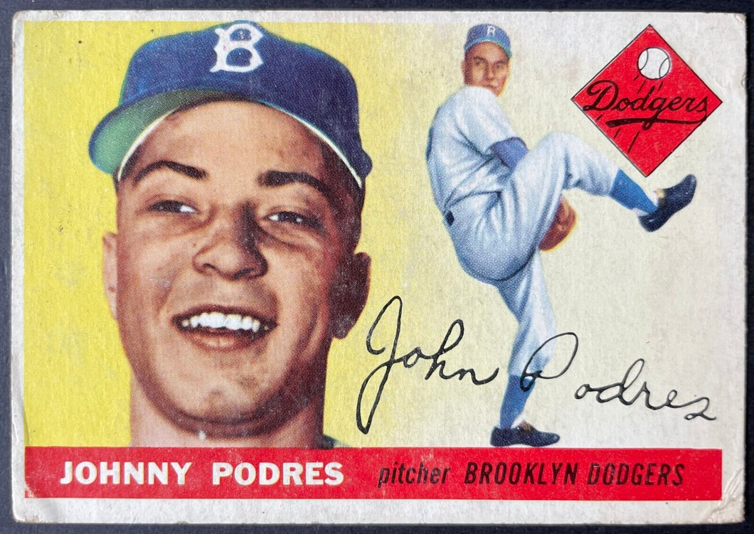 1955 Topps Baseball #25 Johnny Podres Brooklyn Dodgers Vintage MLB Card