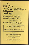 1967 NHL Oldtimers Hockey Program vs Saint John Mooseheads Lord Beaverbrook Rink