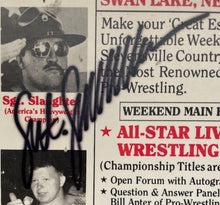 Load image into Gallery viewer, 1988 Pro Wrestling Poster Signed Sgt. Slaughter Iron Sheik Jimmy Snuka JSA VTG
