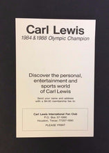 Load image into Gallery viewer, Carl Lewis Autograph Fan Club Promo Great Olympic Champion Signed Card
